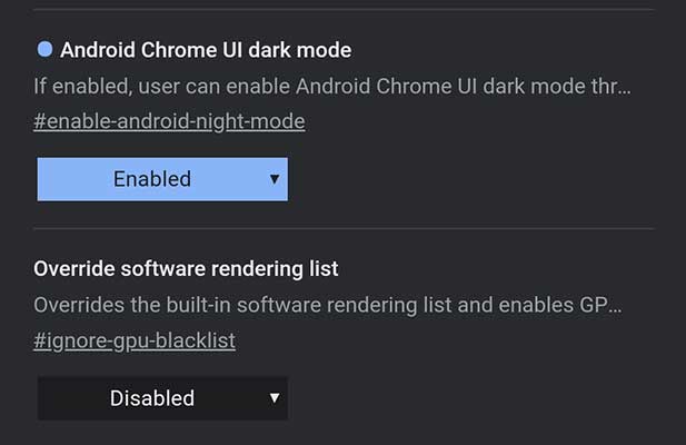 In For Chrome Dark Mode Android
